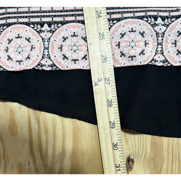 Rose + Olive Scoop Neck Top Womens 1X Pink Floral Bell Sleeve Knit Cottagecore - Picture 5 of 7